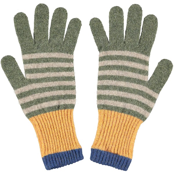 [211115506-7-M] Green Stripe gloves
